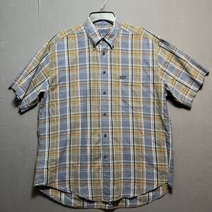 Faconnable Men's Cotton Button-Front Shirt L Multicolor Short Sleeve
